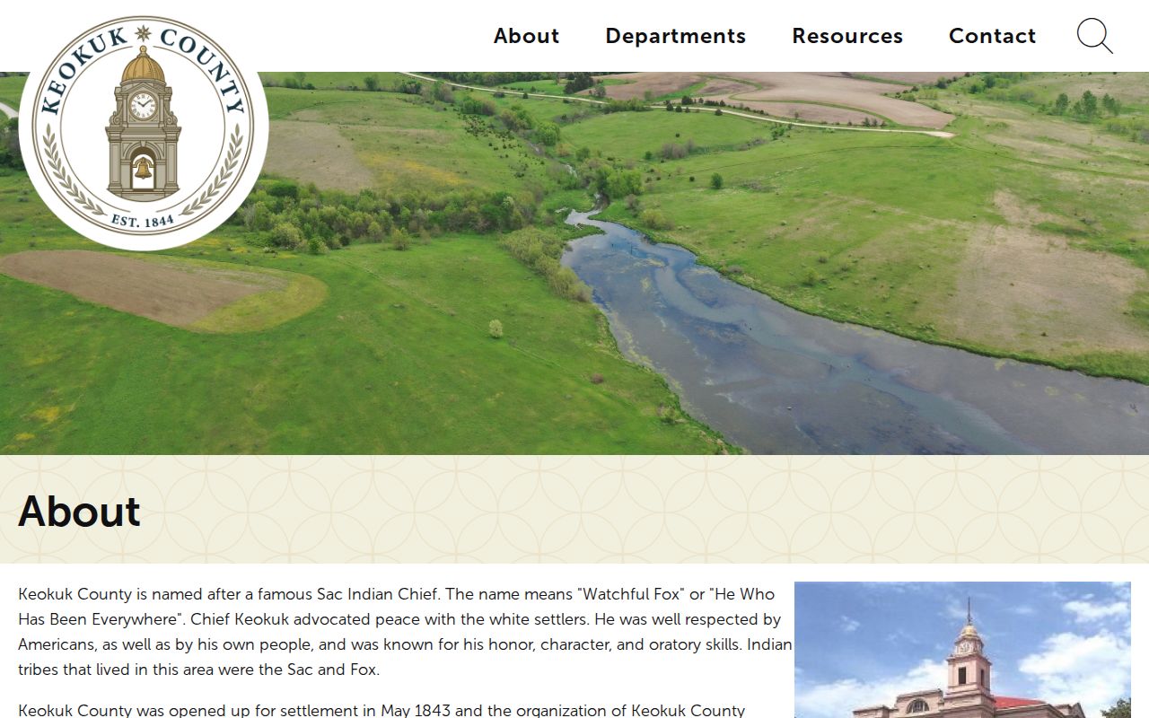Keokuk County criminal records official county history page