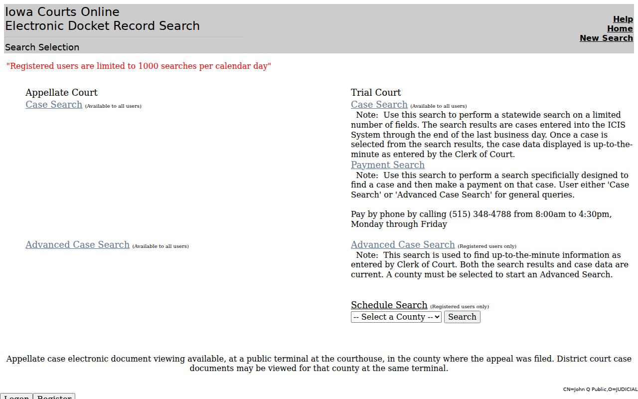 Keokuk County criminal court case search in Iowa Courts Online