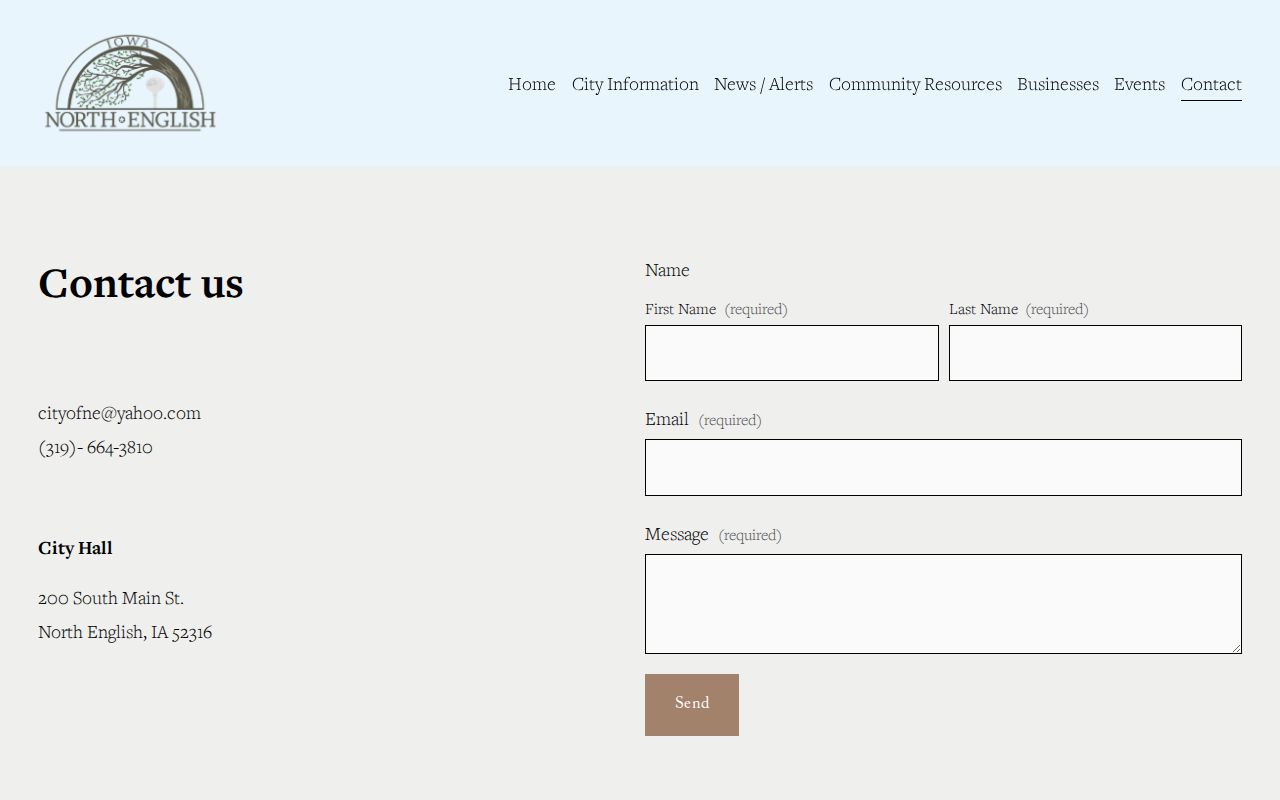North English criminal history City Hall contact page